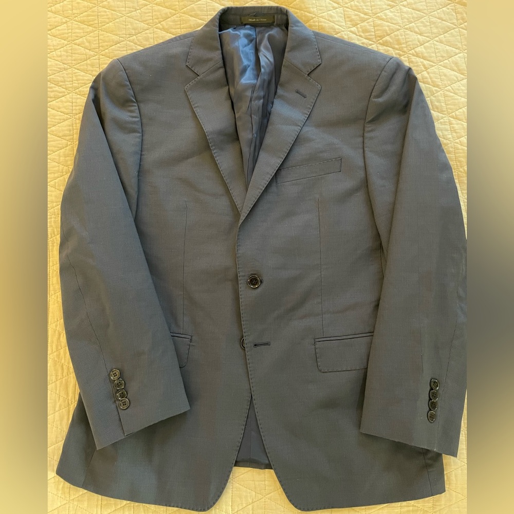 T  TAHARI Micro‎ Stripe Wool Suit Jacket in Almost Navy Size 42 S